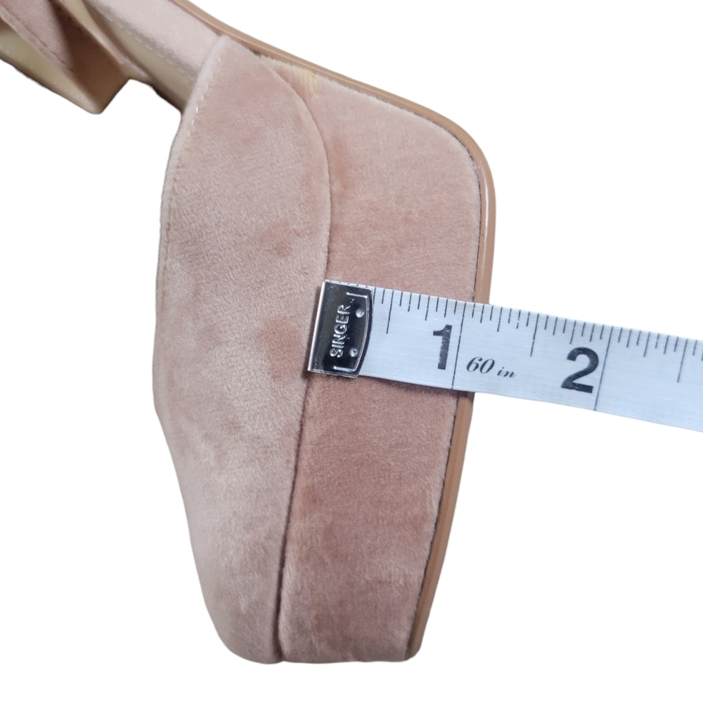 Betsey Johnson Blush Pink Velvet Platform Heels with Embellished Block Heel - Picture 15 of 15